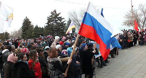 Участники митинга в Махачкале. 18 марта 2015 год. Фото Патимат Махмудовой для "Кавказского узла"