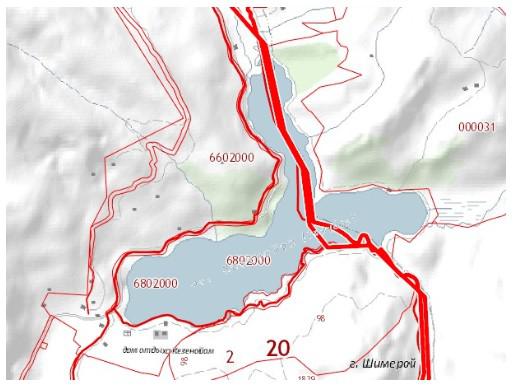 Карта публичной кадастровой карты государственного кадастра недвижимости в районе с озером Кезеной-Ам. Источник https://ndelo.ru/detail/novaya-karta-chechenskoj-respubliki-zatronula-i-dagestan