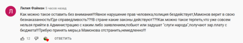 Скриншот комментария пользователя Лилия Файман к записи в YouTube-канале Ильи Южного от 03.12.21.