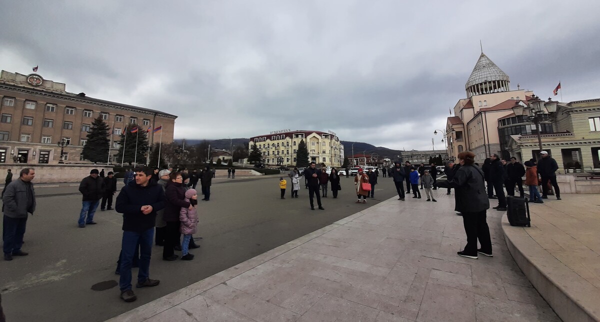 Участники мирной акции в Степанакерте, 12 марта 2022 год. Фото Алвард Григорян для «Кавказского узла»