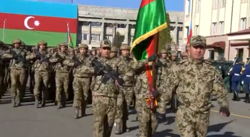 Парад в Ханкенди. Стоп-кадр видео с сайта президента Азербайджана от 08.11.23, https://president.az/en/articles/view/62139