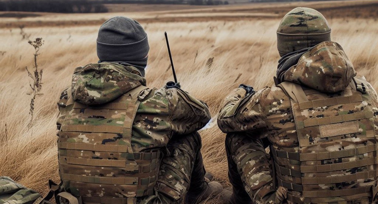 Военные на СВО. Иллюстрация создана «Кавказским узлом» с помощью ИИ в программе Copilot